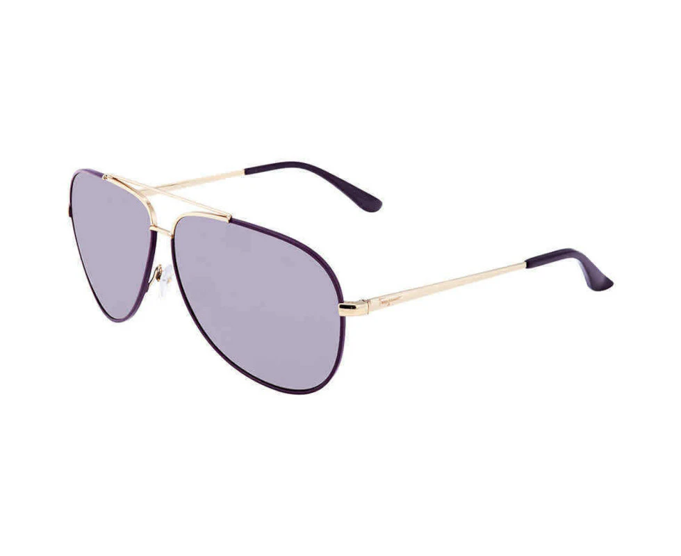 Salvatore Ferragamo SF131S 736 Shiny Light Gold W/Purple Enamel/Purple Gradient Aviator Frame Sunglasses