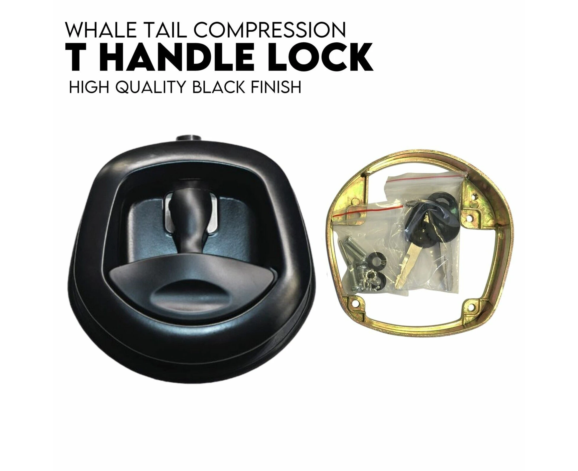 Black Whale Tail T Handle Lock Latch/Compression Lock Trailer Ute Toolbox