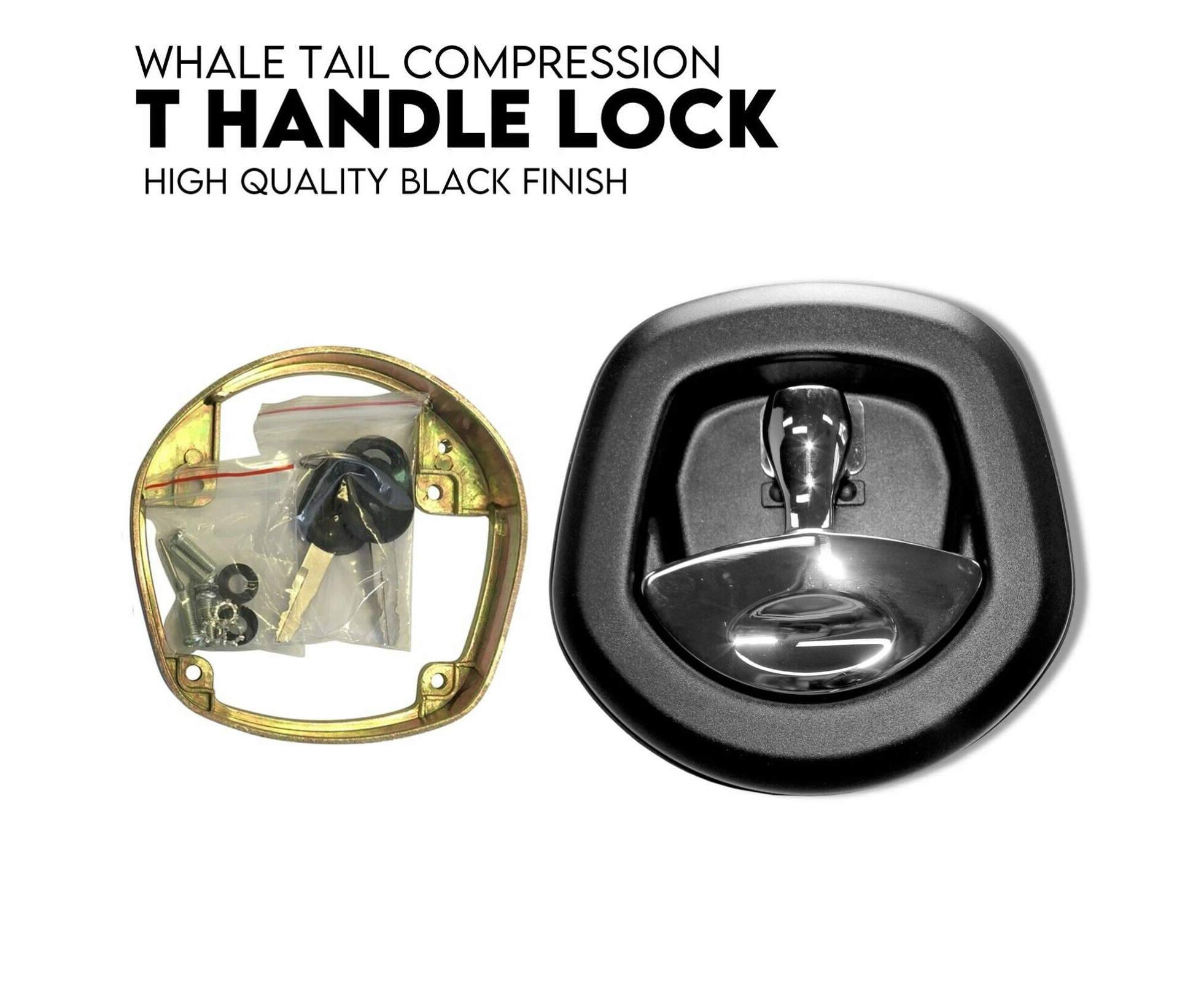 Whale Tail T Handle Lock Latch Compression Lock Trailer Toolbox Black Chrome