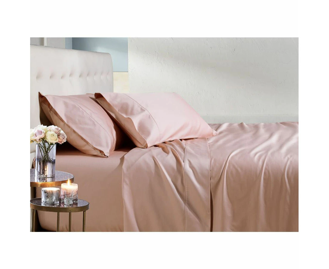 Soho 1000TC Cotton Fitted Sheet Blush Super King Bed Extra Depth