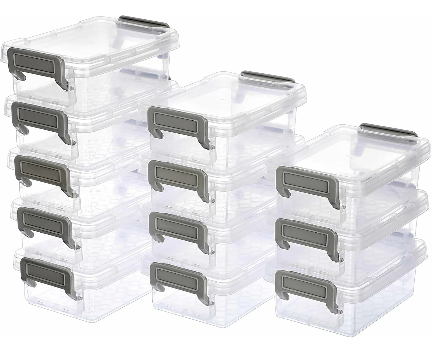 12 Pcs Plastic Small Storage Containers with Lids, Clear Mini Storage Box Stackable Org  Box Household Utility Box Case for Jewelry Beads Crafts