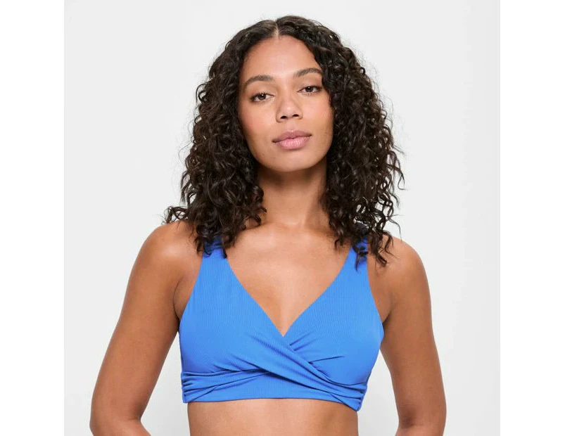 Target Ribbed Plunge Twist Front Bikini Swim Top