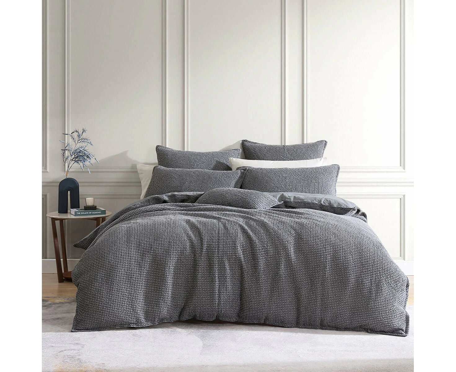 Private Collection Urban Charcoal 100% Cotton Waffle Quilt Cover Set Queen