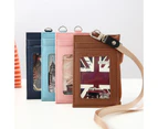 Fashion Simple pu Leather Card Bag with Lanyard Card Holder for Men and Women Hanging Neck Evidence Card Bag Coin Purse Multi-Card Holder