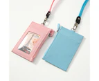 Fashion Simple pu Leather Card Bag with Lanyard Card Holder for Men and Women Hanging Neck Evidence Card Bag Coin Purse Multi-Card Holder