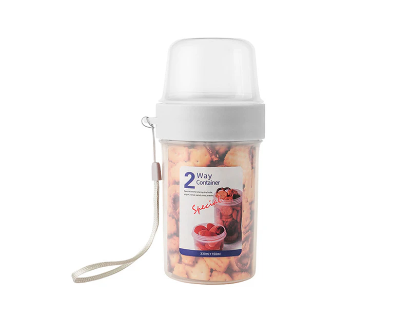 Large Double Salad Container, Yogurt Cup Sealer, Storage Seal, Double Container with Lanyard (150ml+330ml)