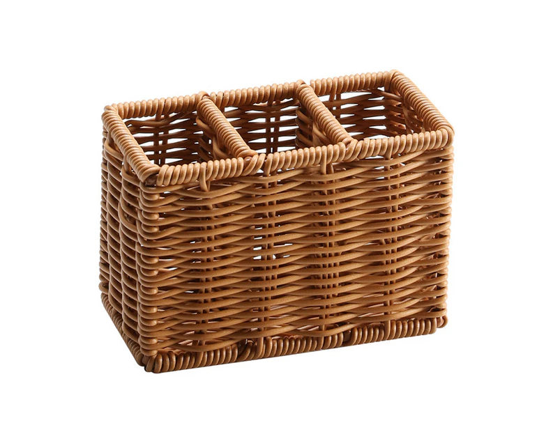 Cutlery Storage Box, Woven Divided Cutlery Box, Cutlery Storage Basket for Countertop, Forks, Knives, Spoons