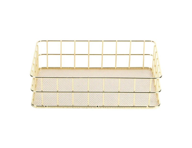 Golden Iron Storage Basket Multifunctional Wire Mesh Desktop Storage Organizer for Home