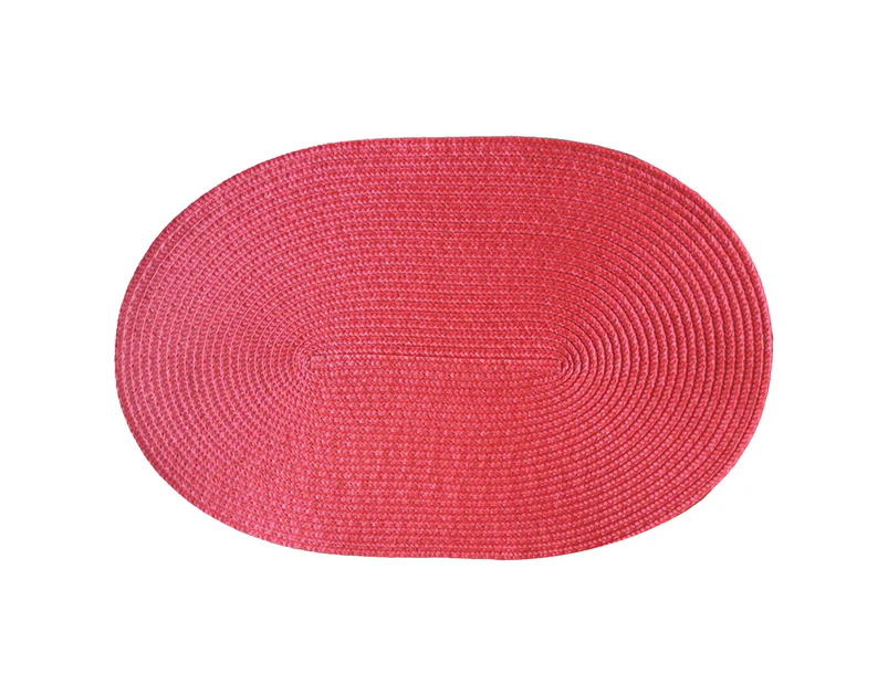 Oval Braided Placemats 30*45cm Table Mats for Dining Tables Natural Woven Heat Resistant Place Mats (Oval Red)