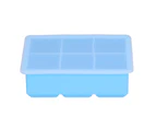 6 Cells Ice Tray Silicone Square Ice Maker with Lid for Making Ice Cubes Cakes Chocolate Pudding,Blue