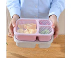 Bento Lunch Box,3 Compartments Meal Prep Containers,Reusable Wheat Straw Food Storage Containers for Work Travel,Green