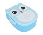 Plastic Portable Cartoon Owl Lunch Box Food Safe Microwave Storage Container（blue）