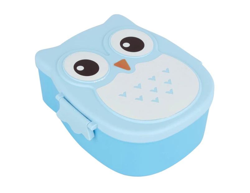 Plastic Portable Cartoon Owl Lunch Box Food Safe Microwave Storage Container（blue）