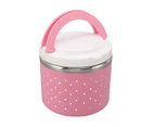 Round Insulated Lunch Box Leakage Proof Portable Large Thermal Food Container for School Office Travel Pink