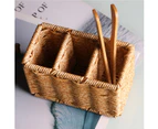 Cutlery Storage Box, Woven Divided Cutlery Box, Cutlery Storage Basket for Countertop, Forks, Knives, Spoons