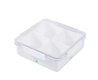 4 Compartment Snack Box Transparent Multifunctional Tight Sealing Divided Food Storage Containers for Office,Square