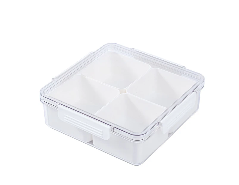 4 Compartment Snack Box Transparent Multifunctional Tight Sealing Divided Food Storage Containers for Office,Square