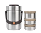 2000ml 304 Stainless Steel Vacuum Insulation Lunch Box Portable 3 Layer Vacuum Insulated BarrelStainless Steel Color