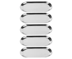 5pcs Stainless Steel Oval Shaped Towel Tray Cosmetics Jewelry Storage Tray Dish Plate Organizer,Silver