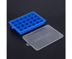 24-Cavity Square Ice Cube Mold Tray Pudding DIY Maker Silicone Mould Kitchen Tool(Blue)