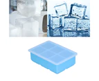 6 Cells Ice Tray Silicone Square Ice Maker with Lid for Making Ice Cubes Cakes Chocolate Pudding,Blue