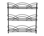 3 Tier Spice Storage Rack Kitchen Herb Bottles Organised Holder Wall Mounted/Free Stand(Black)