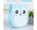 Plastic Portable Cartoon Owl Lunch Box Food Safe Microwave Storage Container（blue）