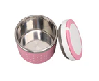 Round Insulated Lunch Box Leakage Proof Portable Large Thermal Food Container for School Office Travel Pink