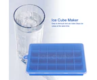 24-Cavity Square Ice Cube Mold Tray Pudding DIY Maker Silicone Mould Kitchen Tool(Blue)