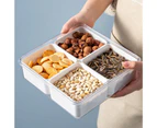 4 Compartment Snack Box Transparent Multifunctional Tight Sealing Divided Food Storage Containers for Office,Square