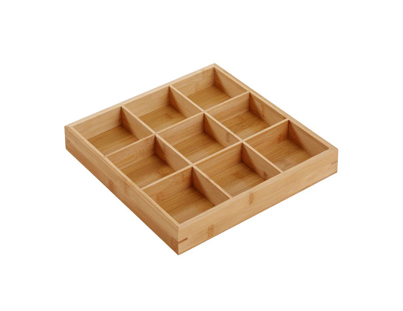 Divided Wooden Tray Multi Compartments Serving Tray for Hot Pot Restaurants Sushi Plate 9 Compartments