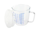 Heat Resisting Glass Measuring Cup Milk Scale Measuring Jug with Lid Kitchen Utensil(500ml )