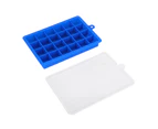 24-Cavity Square Ice Cube Mold Tray Pudding DIY Maker Silicone Mould Kitchen Tool(Blue)