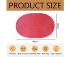 Oval Braided Placemats 30*45cm Table Mats for Dining Tables Natural Woven Heat Resistant Place Mats (Oval Red)