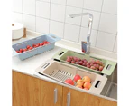 Stretchable Draining Rack Dishes Fruits Vegetables Storage Basket Home Kitchen Tool(Green)