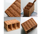 Cutlery Storage Box, Woven Divided Cutlery Box, Cutlery Storage Basket for Countertop, Forks, Knives, Spoons