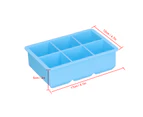 6 Cells Ice Tray Silicone Square Ice Maker with Lid for Making Ice Cubes Cakes Chocolate Pudding,Blue