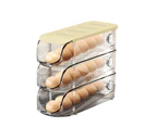 3PCS Egg Container For Refrigerator Plastic Stackable Auto Rolling Egg Holder Storage Box for Household Cream