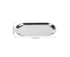 5pcs Stainless Steel Oval Shaped Towel Tray Cosmetics Jewelry Storage Tray Dish Plate Organizer,Silver