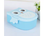 Plastic Portable Cartoon Owl Lunch Box Food Safe Microwave Storage Container（blue）