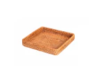 Rattan Baskets Tray, Square Rattan Serving Tray Hand Woven Bathroom Countertop Storage Basket for Coffee Table, Vanity