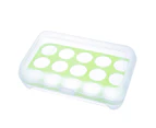 23*13*7cm 15 Eggs Tray Holder with Lid,Egg Tray for Refrigerator,Portable Shatter-proof Covered Egg Container/Box(Green)