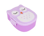 Plastic Portable Cartoon Owl Lunch Box Food Safe Microwave Storage Container（purple）