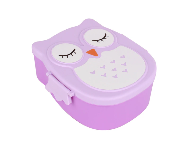 Plastic Portable Cartoon Owl Lunch Box Food Safe Microwave Storage Container（purple）