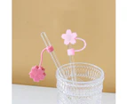 Straw Tips Cover Silicone PVC PP Dustproof Reusable Portable Straw Plugs for Kids Families(Sakura [without Straw] )