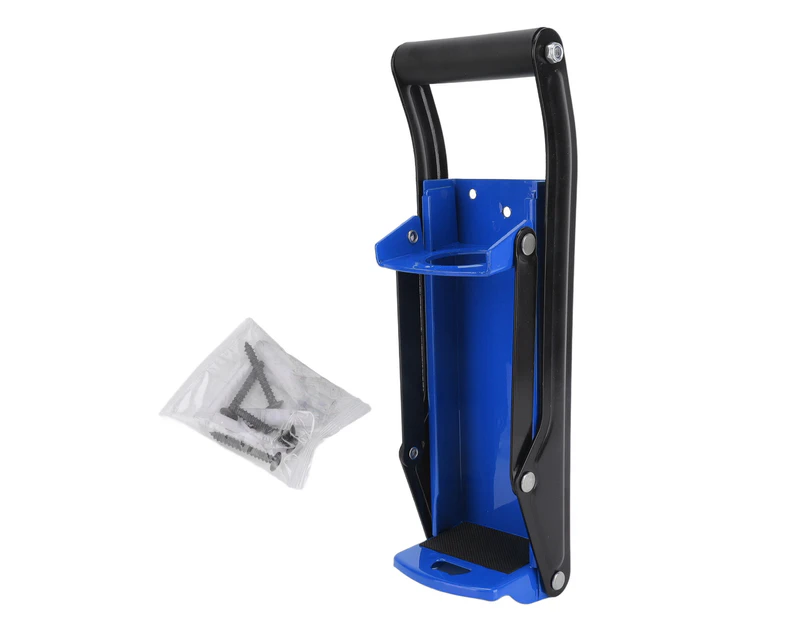 Beer Can Crusher Soft Handle Nonslip Mat Wall Mounted Easy Operation Aluminum Can Crusher for 16oz 12oz Can Blue