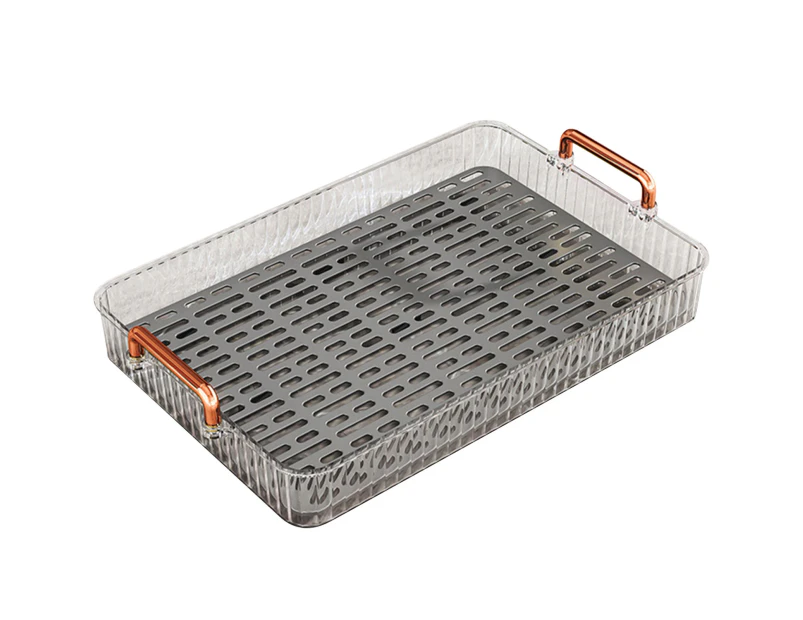 Water Drainage Tea Tray Double Layer Large Capacity Rectangular Cup Drain Board with Handle for Living Room