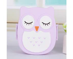 Plastic Portable Cartoon Owl Lunch Box Food Safe Microwave Storage Container（purple）