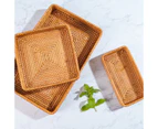 Rattan Baskets Tray, Square Rattan Serving Tray Hand Woven Bathroom Countertop Storage Basket for Coffee Table, Vanity