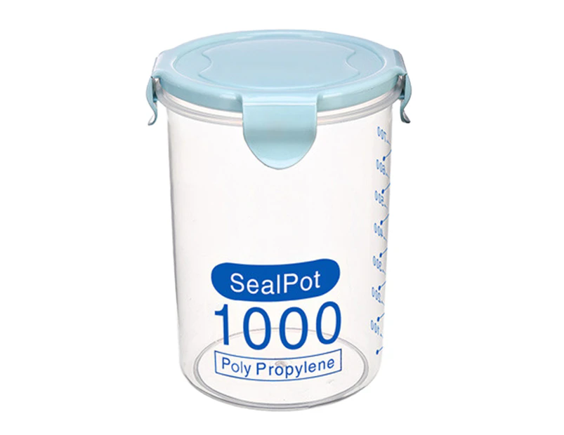 Plastic Transparent Sealed Containers Kitchen Food Cereal Beans Nuts Storage Box (Blue, 1000ml)